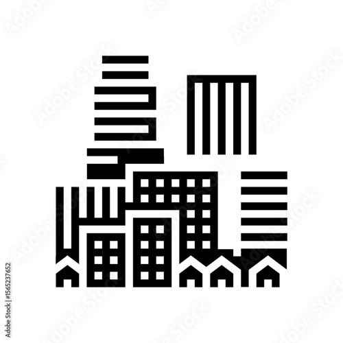 high rise housing glyph icon vector illustration