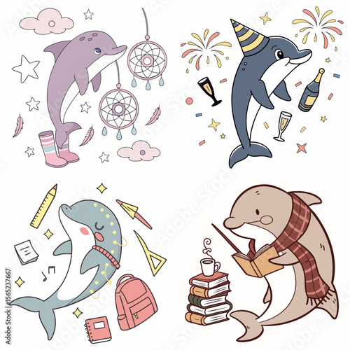 High-Quality dolphins Illustrations in Various Styles – SVG Bundle