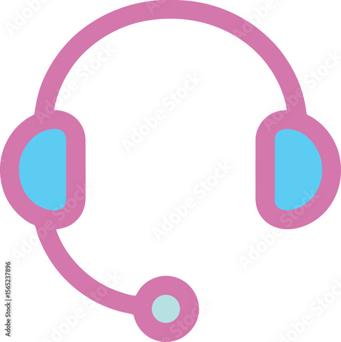 Illustration of simple headset with microphone in flat vector style
