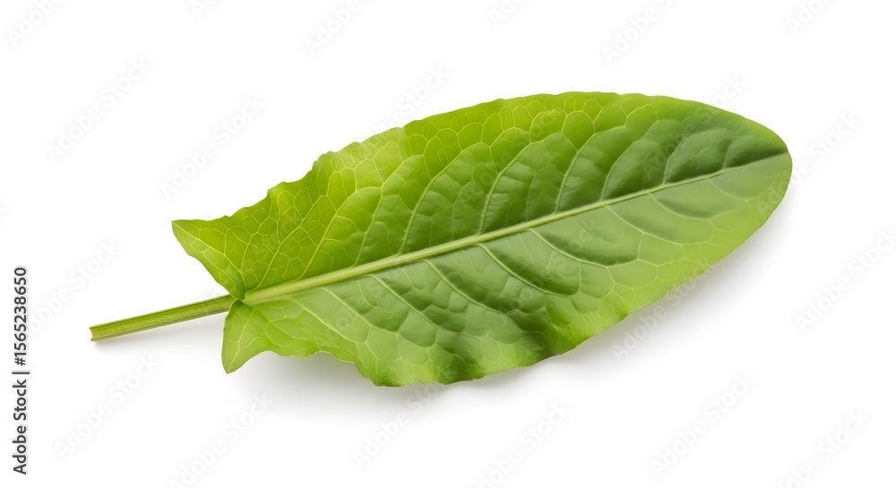 Fototapeta premium hern Fresh Vibrant Green Leaf Isolated on White Background - Nature and Organic Concept