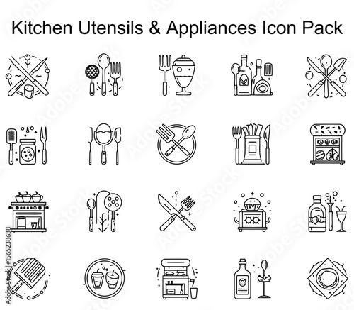 Kitchen Utensils & Appliances Icon Pack