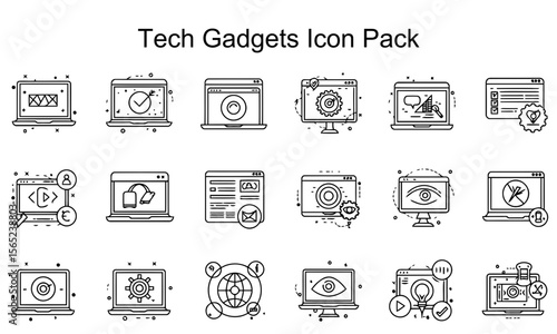 Modern Tech Gadgets Line Icons