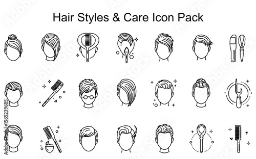Hair Styles & Care Icon Set