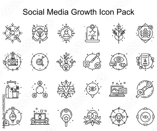 Modern Social Media Growth Icons