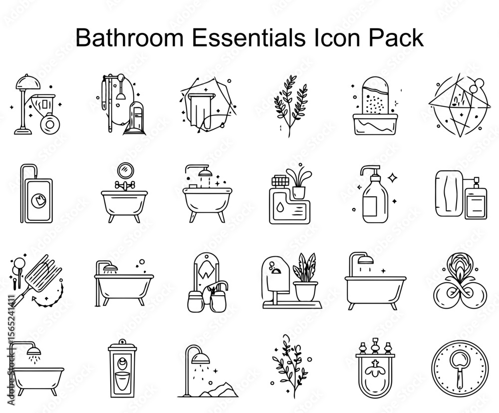 Fototapeta premium Bathroom Essentials Icon Pack