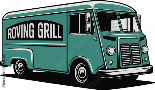 Food truck silhouette vector illustration on a clear white background.