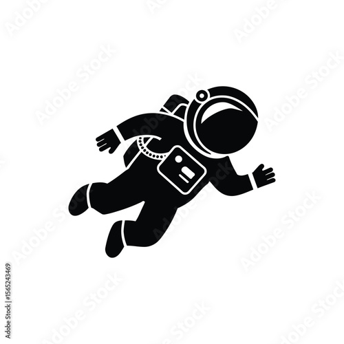 Astronaut floating in zero-gravity silhouette vector