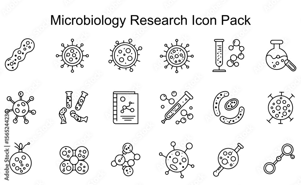 Fototapeta premium Microbiology Research Icon Set
