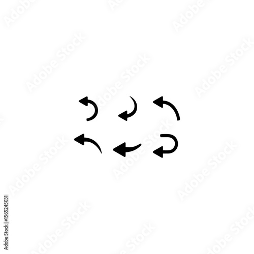 Set of go back arrows vector icons. Left direction. Return, previous, backward arrow.