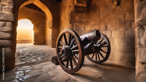 HDR Historical Indian Cannon Fort Tricolor Garlands Golden Hour