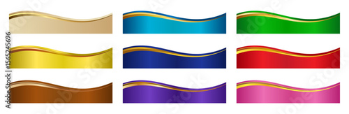 Luxury Wavy Divider Banner Set with Gold Accents