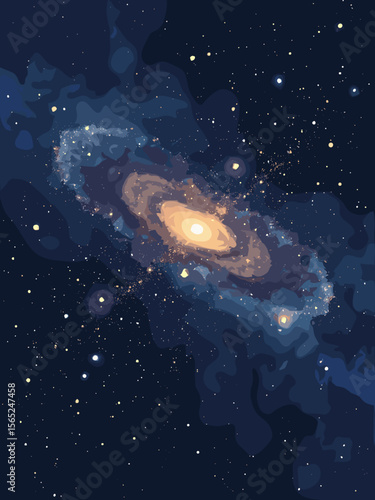Virgo Supercluster with network of galaxies glowing white-yellow against the deep black fabric of space