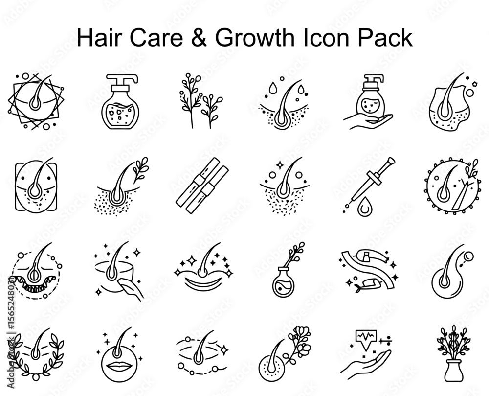 Fototapeta premium Hair Care & Growth Icon Pack
