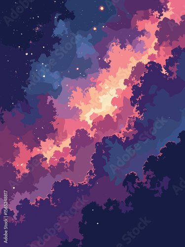 Hercules–Corona Borealis Great Wall represented as a wall of clustered galaxies in pink-orange hues stretching across space