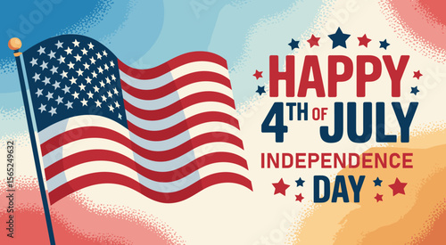 Waving USA Flag Vector for 4th of July Poster