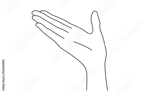横から見た案内するジェスチャーの手を描いたシンプルな線画ベクターイラスト