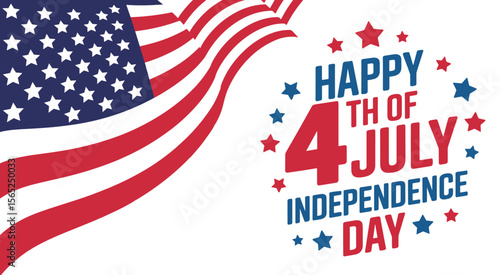 Happy 4th of July Poster with American Flag Design