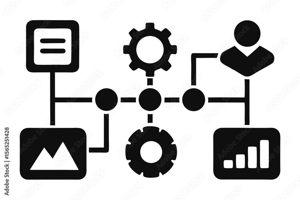 workflow icon set sihouette black vector workflow icon set sihouette black vector