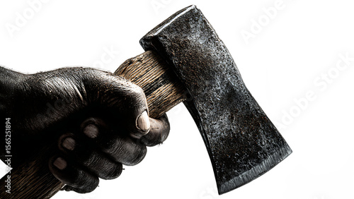 hand holding axe on transparent background PNG