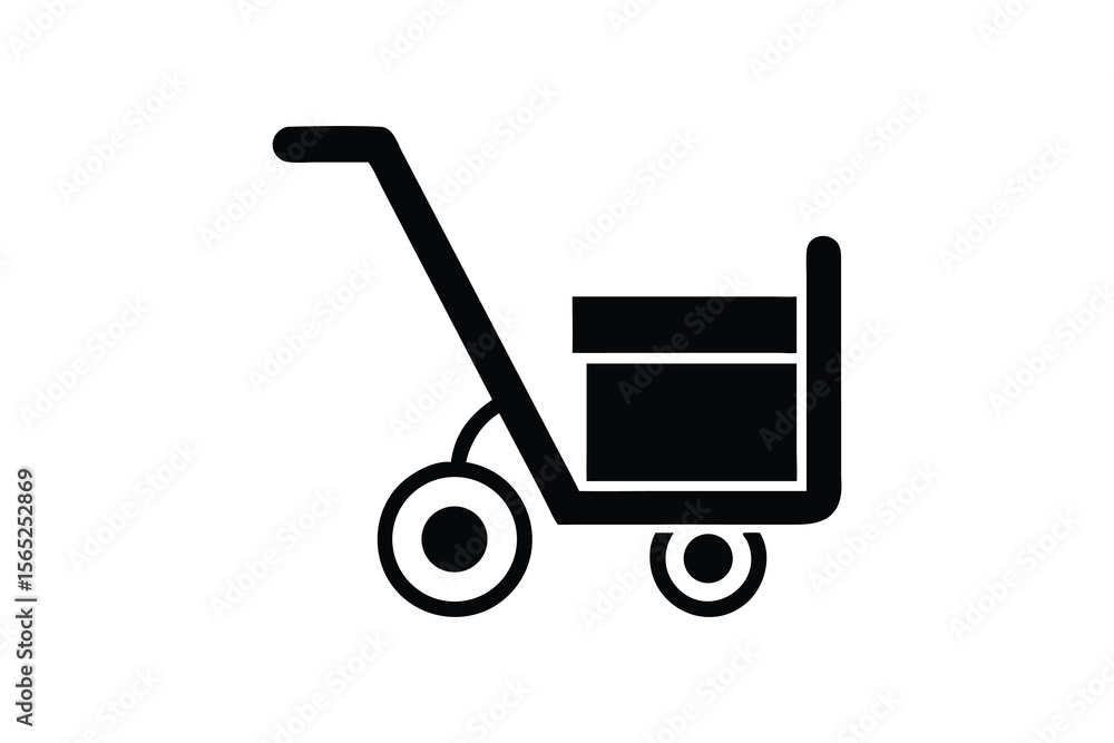 Simple Vector Icon of a Hand Truck with a Box Simple Vector Icon of a Hand Truck with a Box