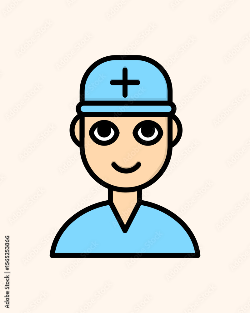 Obraz premium Male Nurse Icon in Outline Colored Style