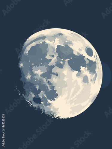 The Moon with rugged craters, maria gray plains, Earthrise in background, and stark shadow contrast