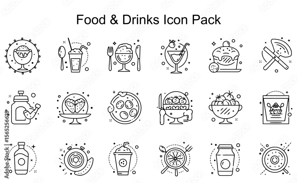 Fototapeta premium Food & Drinks Icon Set