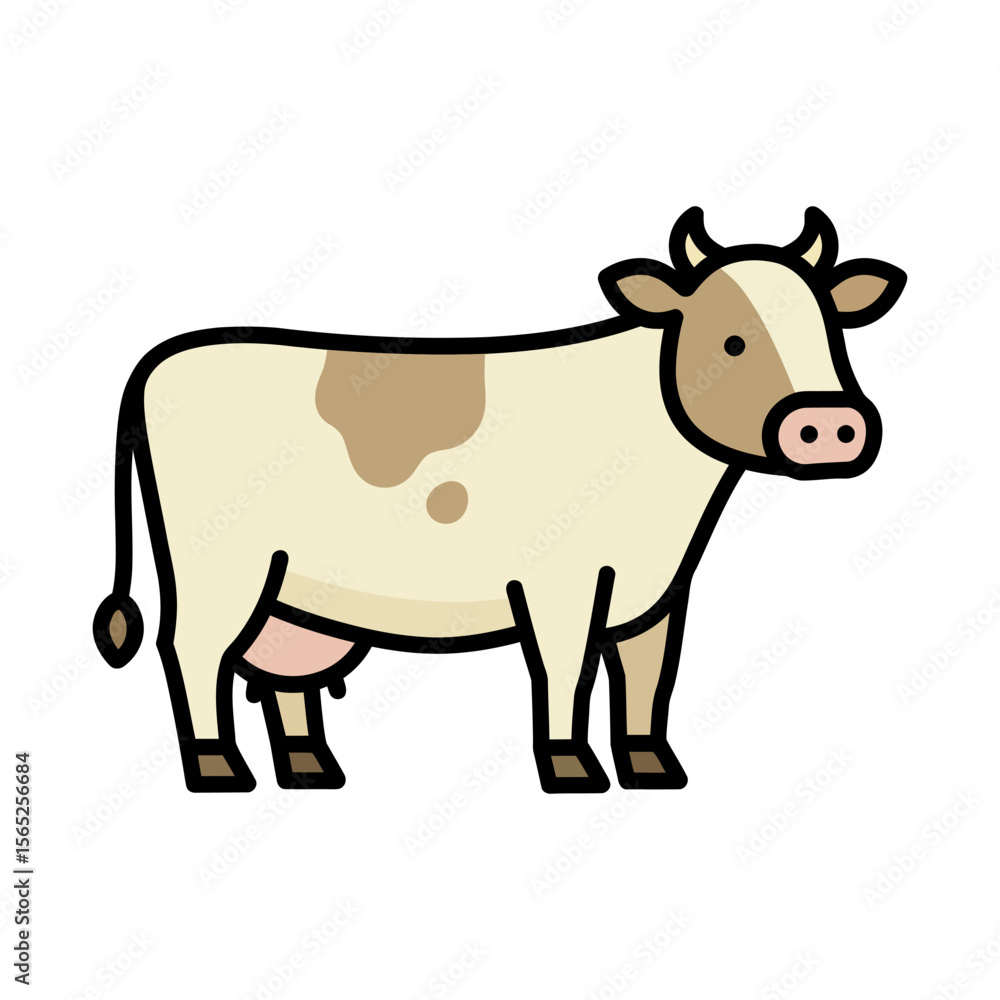 Vector Drawing of Brown and White Cow Vector Drawing of Brown and White Cow