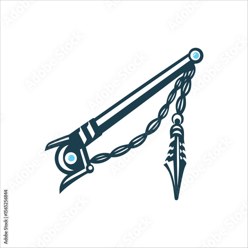 Traditional Inuit Harpoon Design Vector Illustration Maka Seal Harpoon Harpoon with detachable head and float mid throw arc
