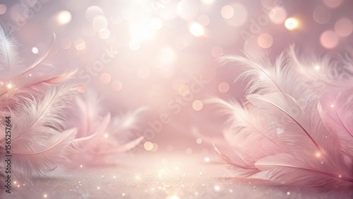 Delicate Pink Feathers on Sparkling Surface A Dreamy, Soft, and Romantic Background