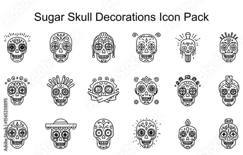 Sugar Skull Decorations Icon Pack
