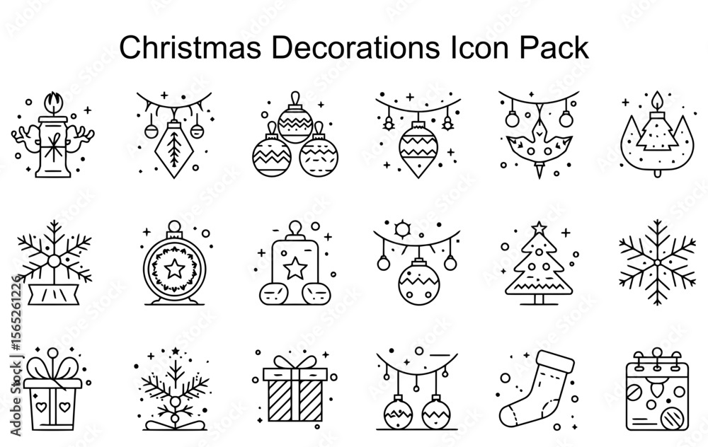 Fototapeta premium Christmas Decorations Icon Pack