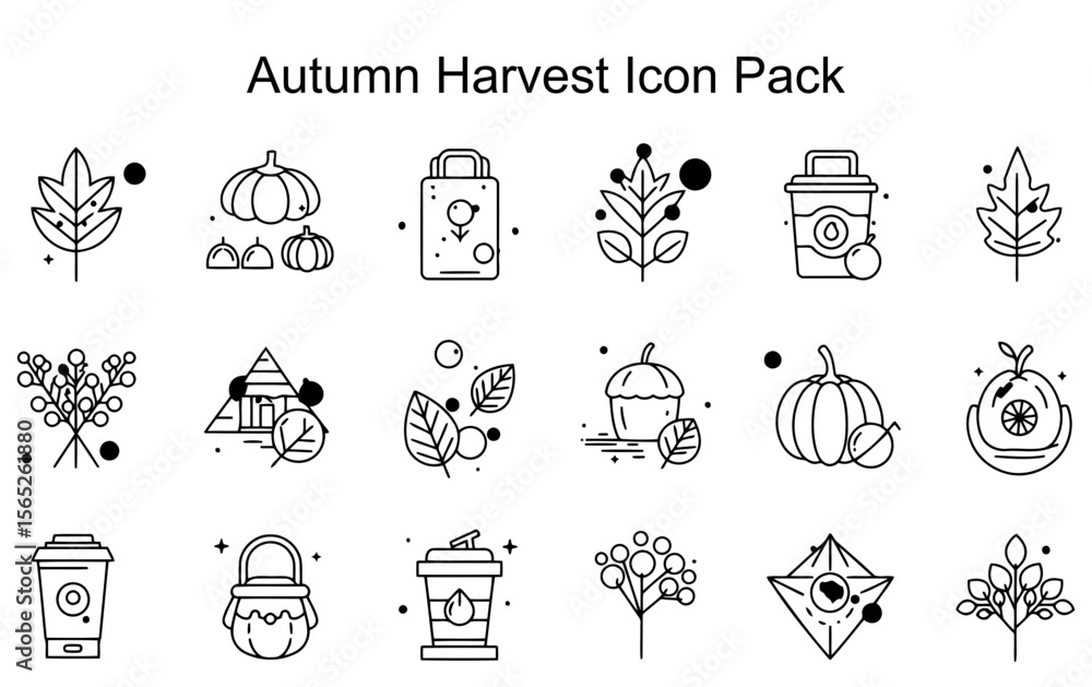 Fototapeta premium Autumn Harvest Icon Pack