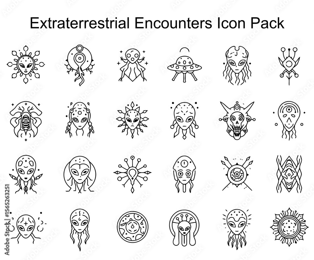 Fototapeta premium Extraterrestrial Encounters Icon Set