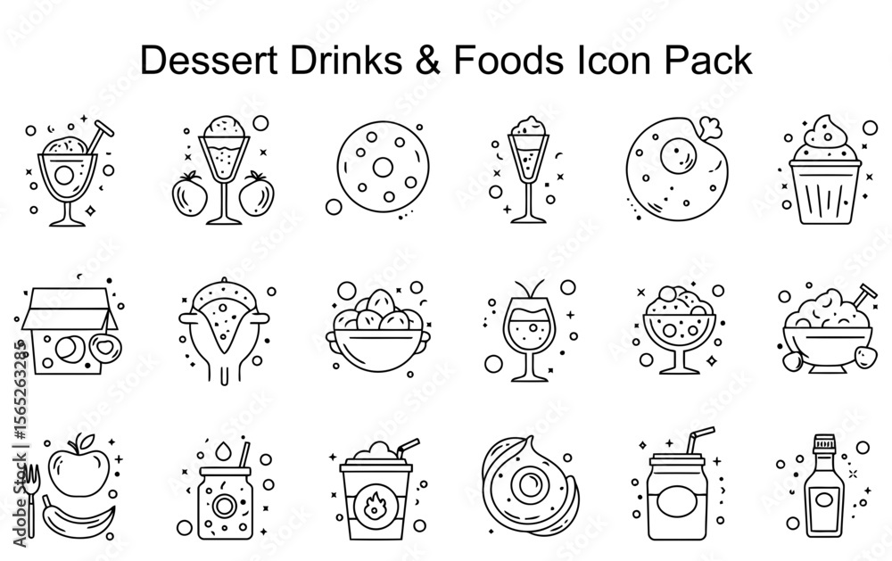 Fototapeta premium Dessert Drinks & Foods Icon Pack