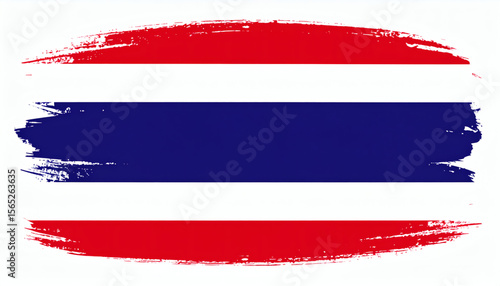 Free Download Thailand flag with horizontal brush stroke stripes in red, white, and blue on clean white background, artistic textured design in high resolution - GFXLoad