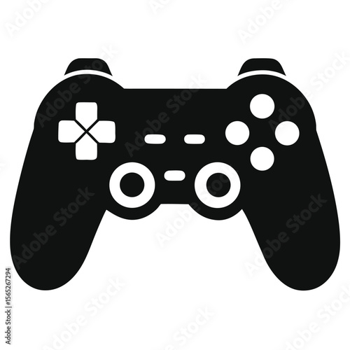 Minimal Video Gamepad Silhouette – Isolated on White