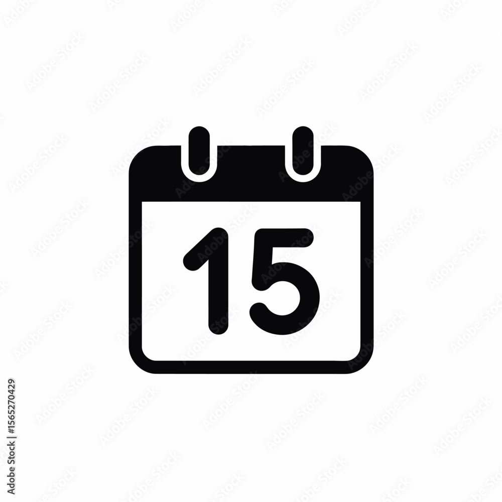 Calendar icon showing the date fifteen Calendar icon showing the date fifteen