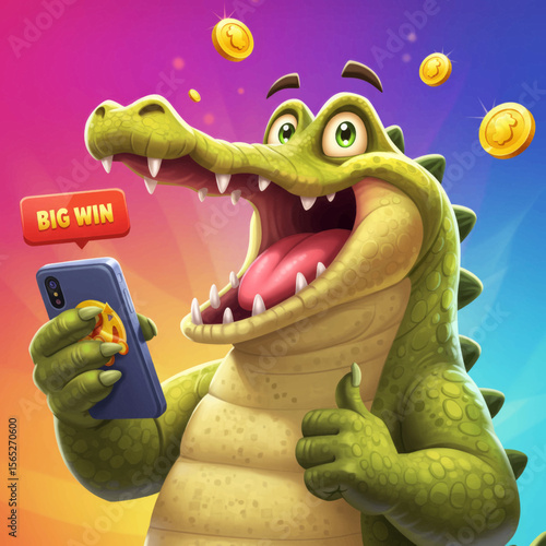 Alligator Casino Game Big Win Vector Illustration
