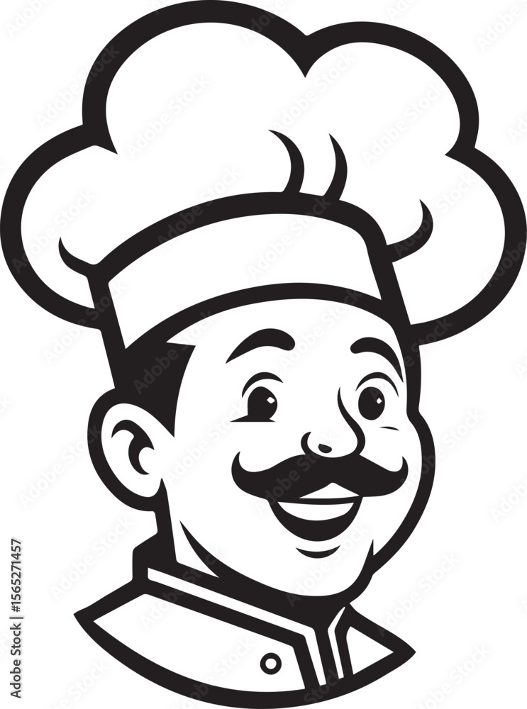 Obraz premium chef face vector design for restaurant. restaurant element vector line art illustrator