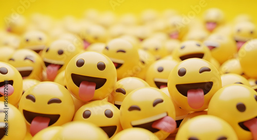 3D Emojis: Happy Yellow Faces, Playful Background