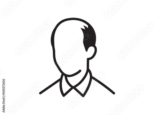 Vector isolated one single man middle aged with receding hairline colorless black and white contour line easy drawing