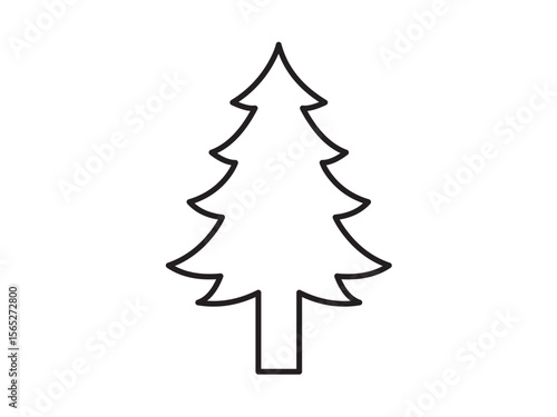 Vector isolated one single simple fir tree colorless black line contour symbol icon logo infographics on a white background simple minimal graphic element