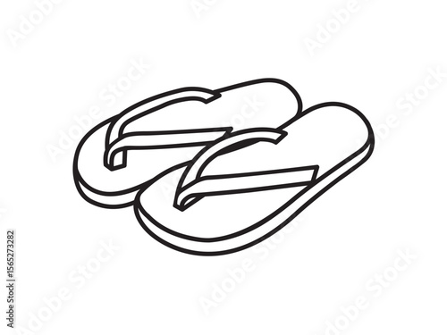 Vector isolated two pair couple beach flip flops colorless black and white contour line easy drawing