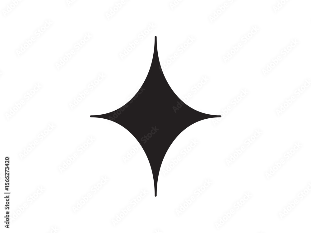 Vector isolated one single simple rhomb four points star shine symbol colorless black and white outline silhouette shadow shape stencil solid black Vector isolated one single simple rhomb four points star shine symbol colorless black and white outline silhouette shadow shape stencil solid black