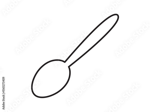Vector isolated one single simple spoon colorless black and white contour line easy drawing