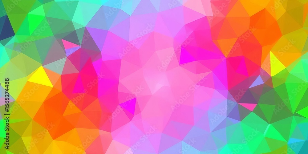 Fototapeta premium Prismatic polygonal background, vibrant hues, sharp angles, geometric design, light, shape