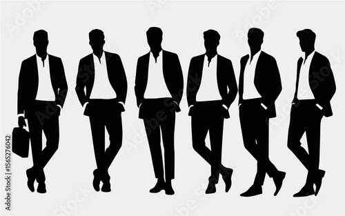 Modern Corporate Identity: Male Silhouettes in Sleek Attire