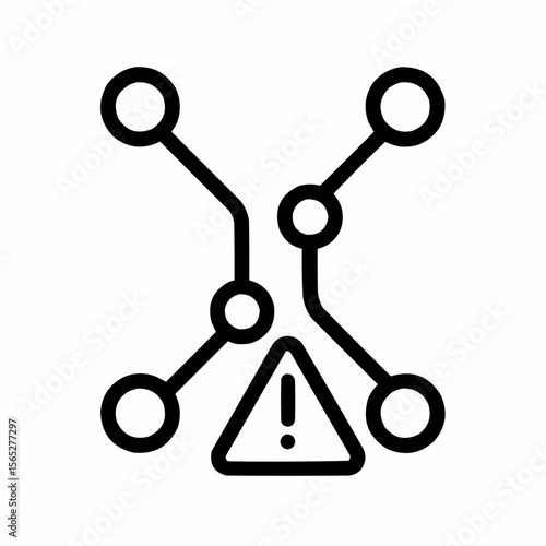 Crossed git branches with warning symbol. Resolution needed
