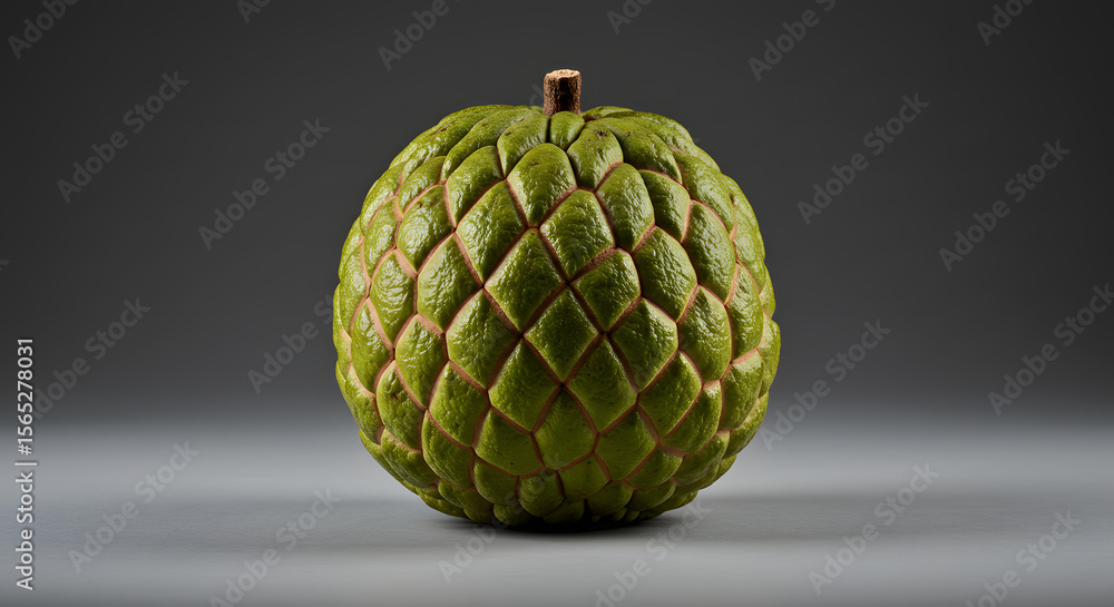 Fototapeta premium Fresh Custard Apple Fruit on Gray Background, Studio Shot fruit